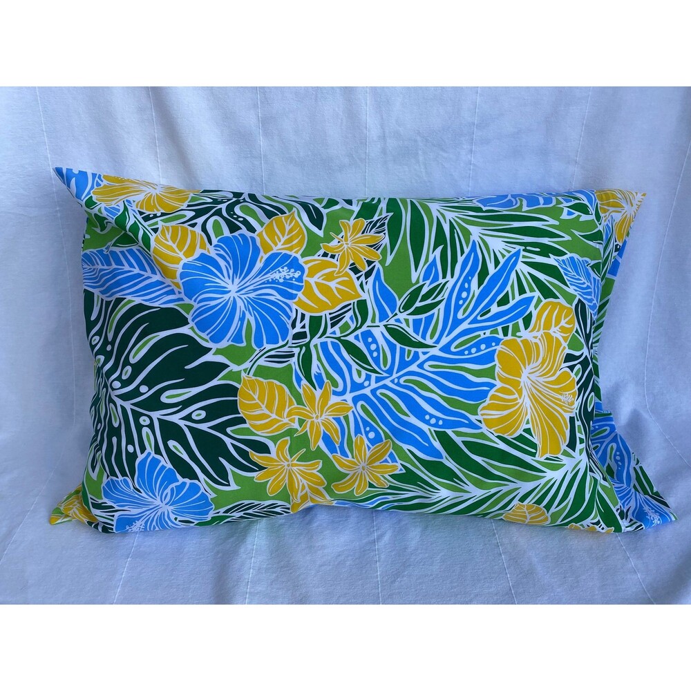 Tropical Flowers & Foliage Poly-Cotton Pillowcase | Handmade